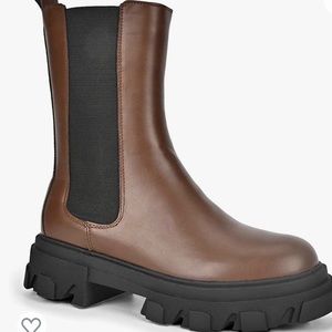 Brown platform boots